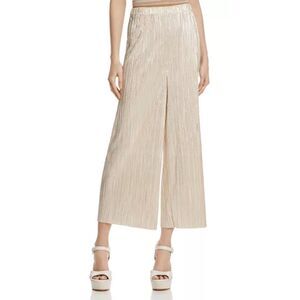 ALICE + OLIVIA Elba Gold Metallic Plissé Culottes Flare Pants Women 6 NWT $225